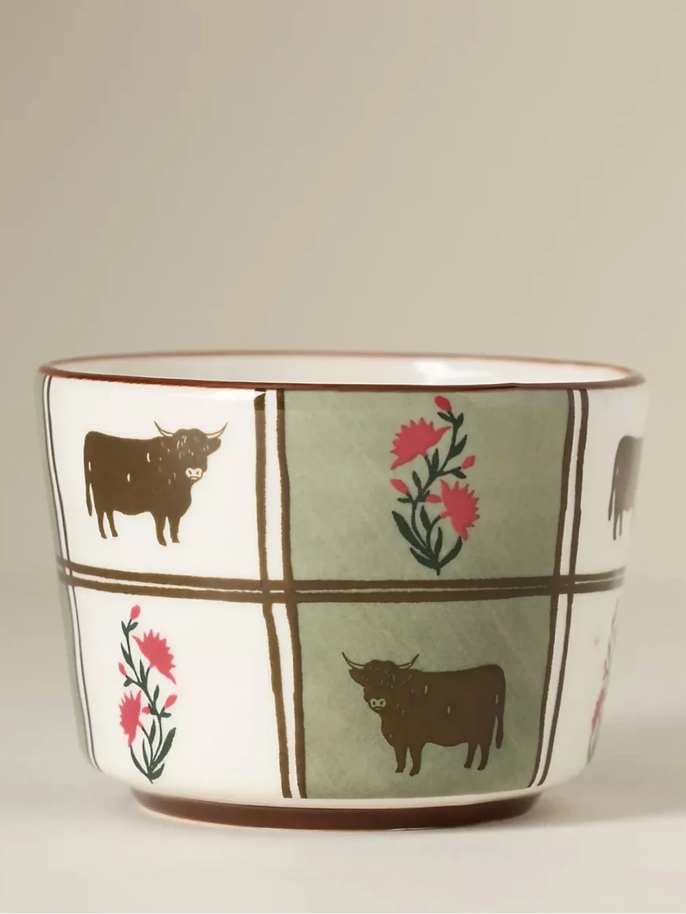 Anthropologie Stoneware Millie Highland Cow Berry Basket